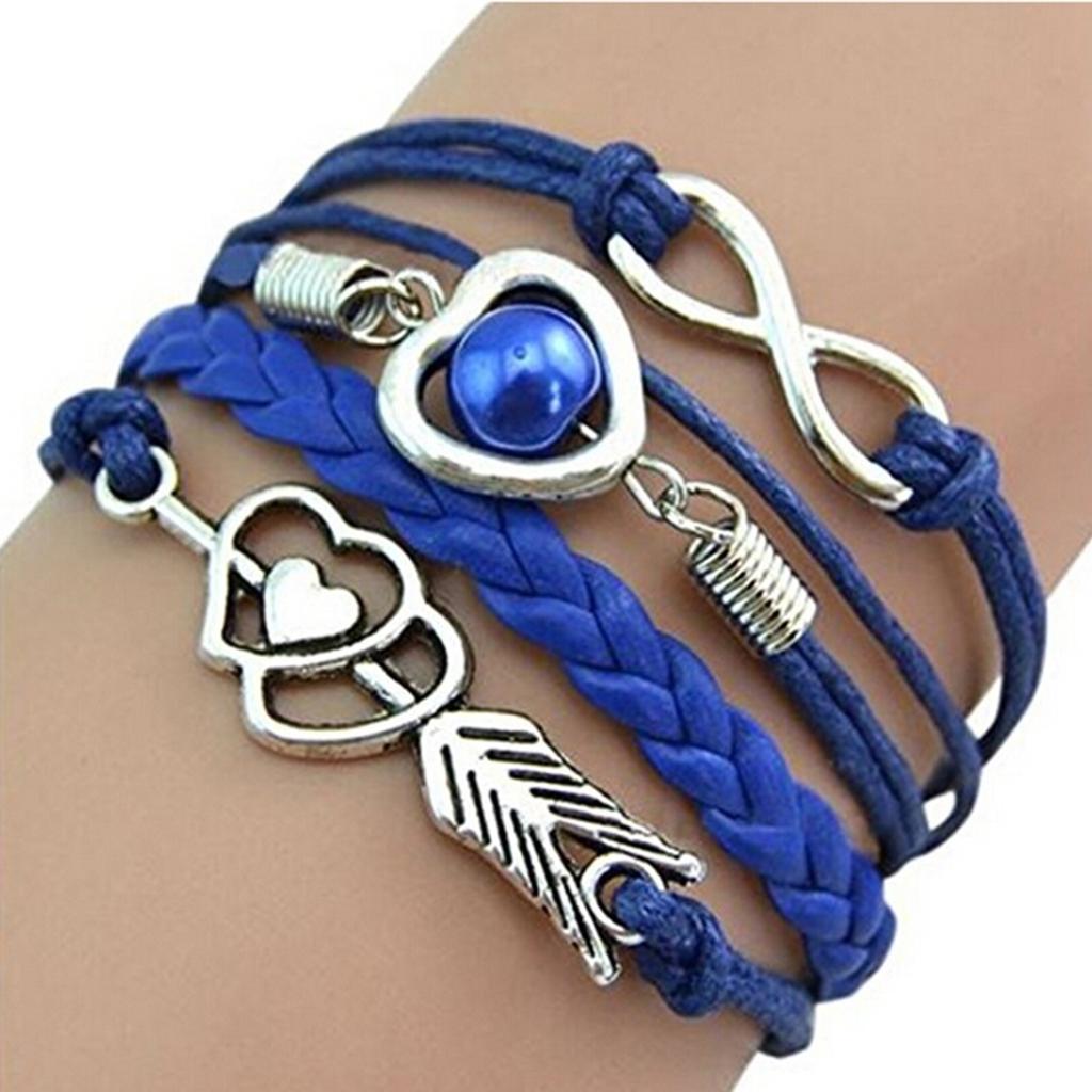 Handmade Infinity Vintage Silver Friendship Pigeon Tree Charms Leather Bracelet Handmade Infinity Vintage Silver Friendship Pigeon Tree Charms Leather Bracelet