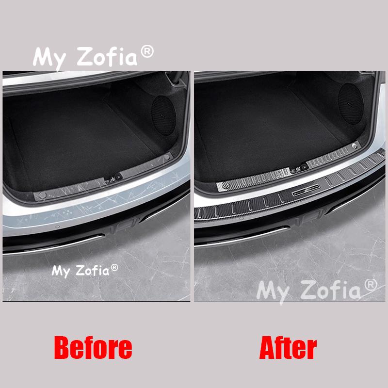 For BYD Han L 2025 2026 Car Rear Trunk Bumper Guard Cover Sticker Boot Plate ABS Carbon Fiber Protector Decoration Accessories