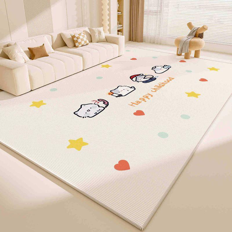 VIKAMA Cartoon Rainbow Carpet, Anti-Slip And Stain-Resistant Bedroom Decoration Carpet, Living Room Floor Mat, Home Decoration