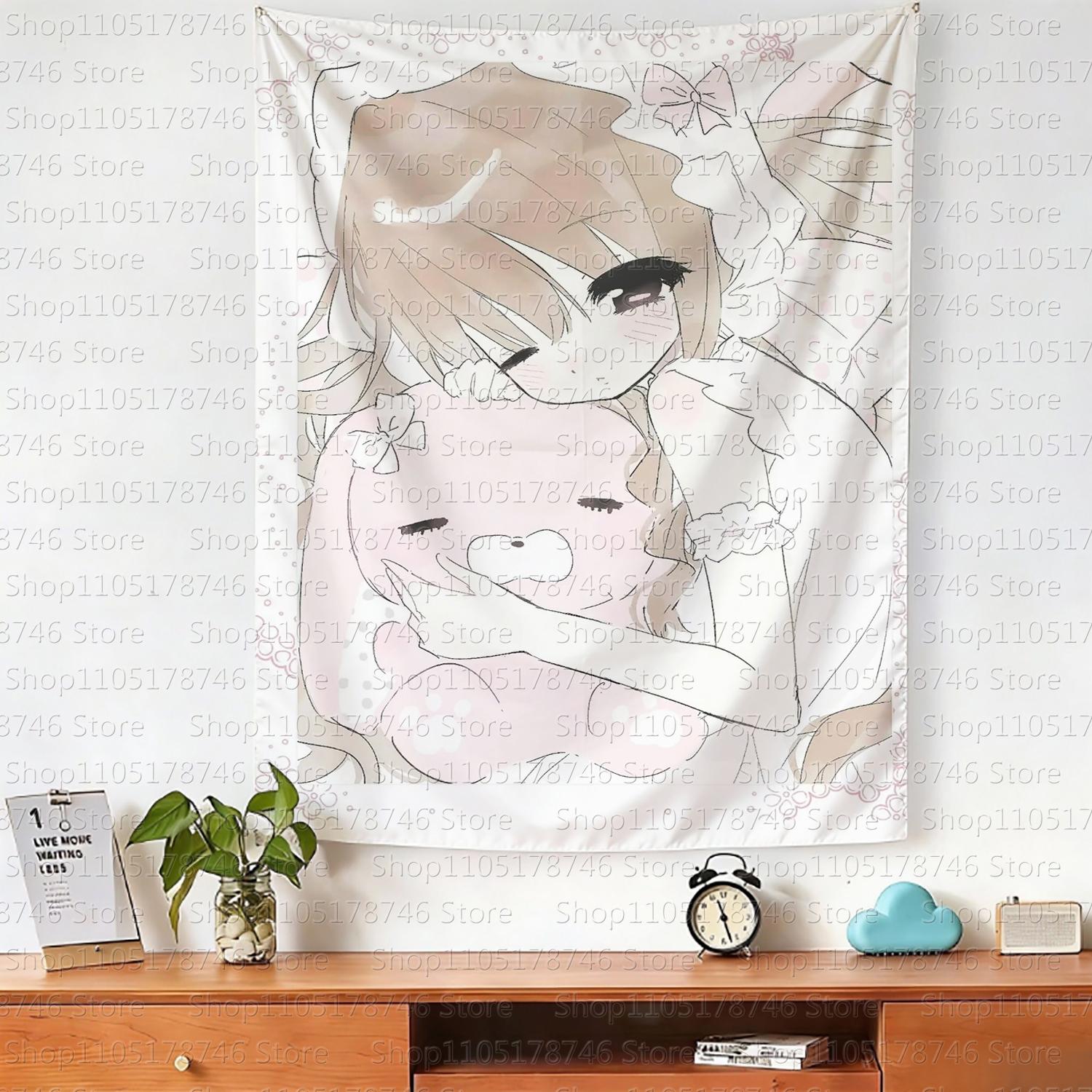 

kawaiiii Cartoonstyle anime girl worthy hanging cloth cute and girl background cloth for bedroom and dormitory room decoration 74x94cm(29x37in)