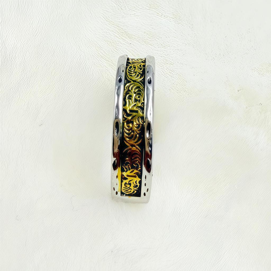 Xiangxu Design Tangcao Pattern Gold Open Couple Ring – Double Color, Fashionable & Unique
