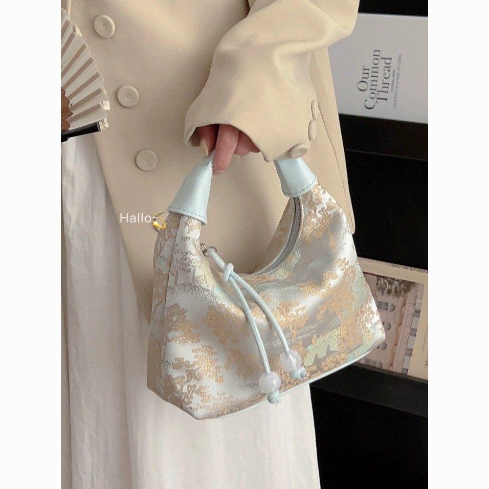2025 New Silk Embroidery Cheongsam Crossbody Dumpling Bag: Ancient Chinese Style Summer Handbag for Women