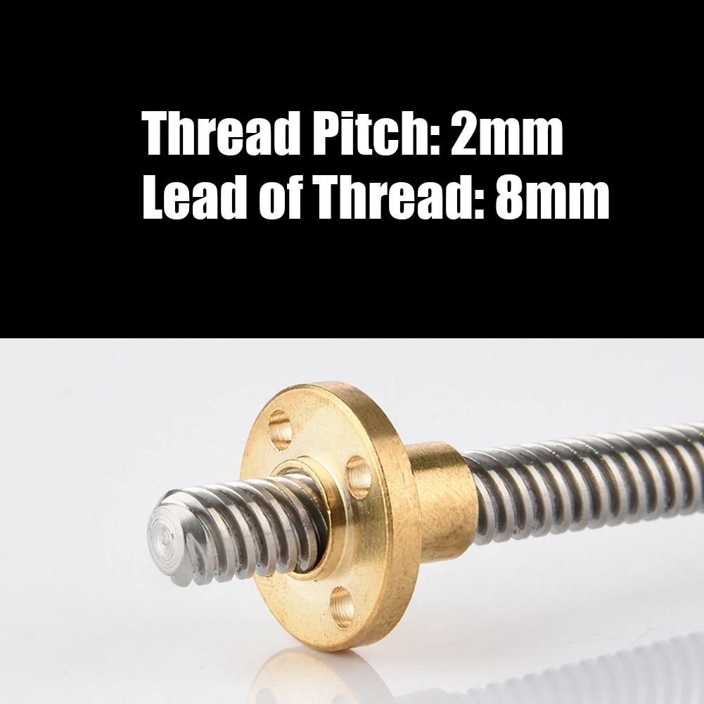 T8 Stainless Steel Trapezoidal Leads Screw Rod High Strength 3D Printer Metal Screw Rod For Industrial Machinery