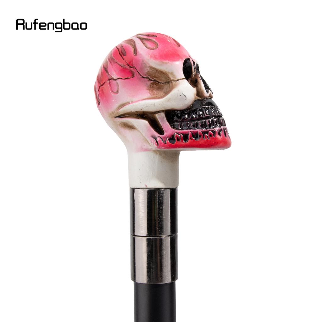 Pink White Resin Skull Head Walking Cane Fashion Decorative Steel Walking Stick Gentleman Elegant Cosplay Cane Knob Crosier 94cm