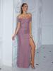 Elegant Off-Shoulder Slim Fit Evening Dress In Solid Color – Sexy Long Women's Dress