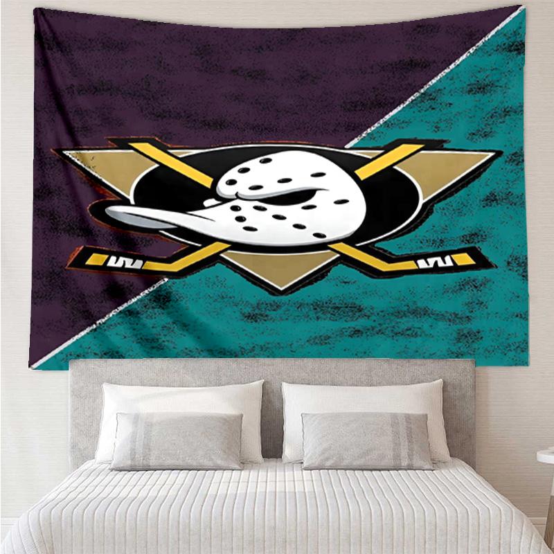 Anaheim Ducks Eishockey Team Wandteppich Raumdekoration Wandbehang für Wohnzimmer Schlafzimmer, Wohnheim, Geburtstags- und Weihnachtsgeschenke