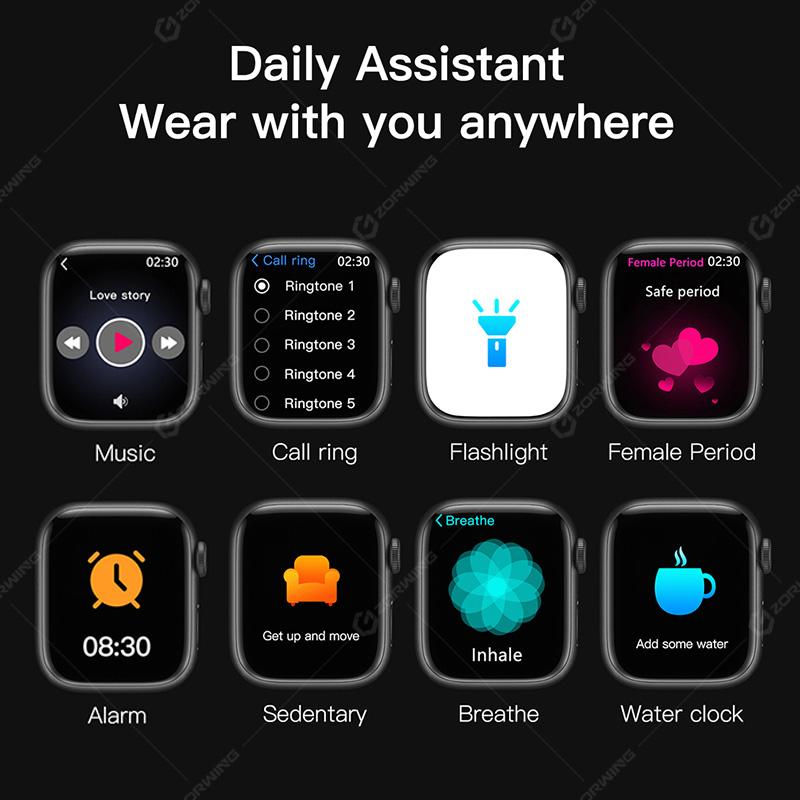 Relógio Inteligente W59 Masculino Feminino 47mm ECG GPS Smartwatch 2,2 Polegadas 105 Relógio Esportivo Série 8 W58 Atualizado para Android iOS com Trava de Pulseira