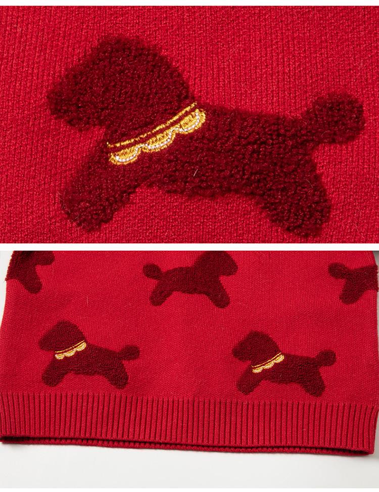 Girls' 2025 Red Cartoon Knit Sweater - Cozy & Stylish Autumn/Winter Top