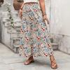 Women's Spring and Summer Leisure Vacation Skirt Big Flower Garden Style Skirt