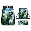 Dinosaur Print Animal Children School Backpack With Durable Material Oxford