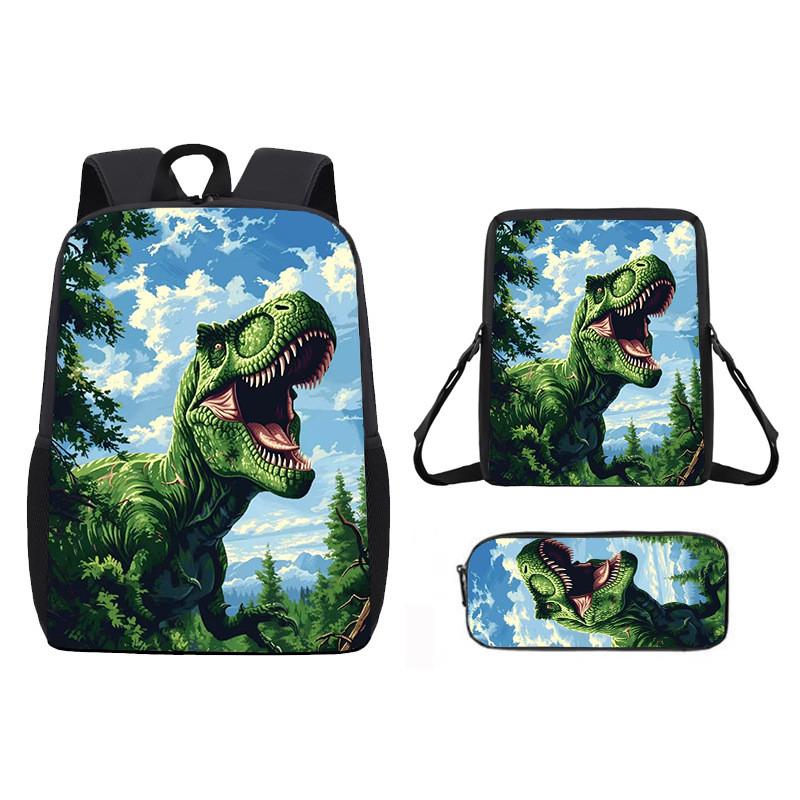 Dinosaur Print Animal Children School Backpack With Durable Material Oxford