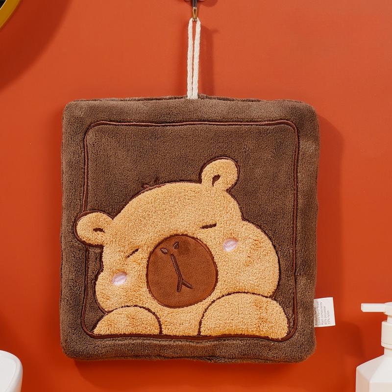 Home Cute Hand Towel Kitchen Towel Capybara Hand Towel Wet Wipes Absorbent Towels Household Cloth Wipe Dishcloth Toalla Capibara