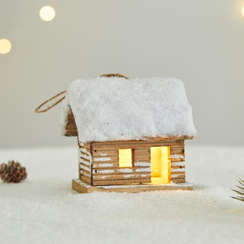 Christmas LED Light Wooden House Luminous Cabin Merry Christmas Decorations for Home DIY Xmas Tree Ornaments Kids Gifts New