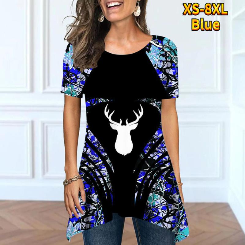 T-shirt a maniche corte con scollo tondo aperto da donna con stampa retrò sotto la maglietta estiva allentata per incontri business manica corta XS-8XL