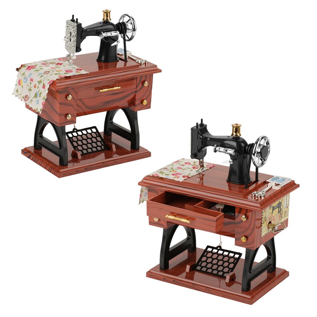 Mini Vintage Creative Retro Sewing Clockwork Music Box Gift Table Decoration