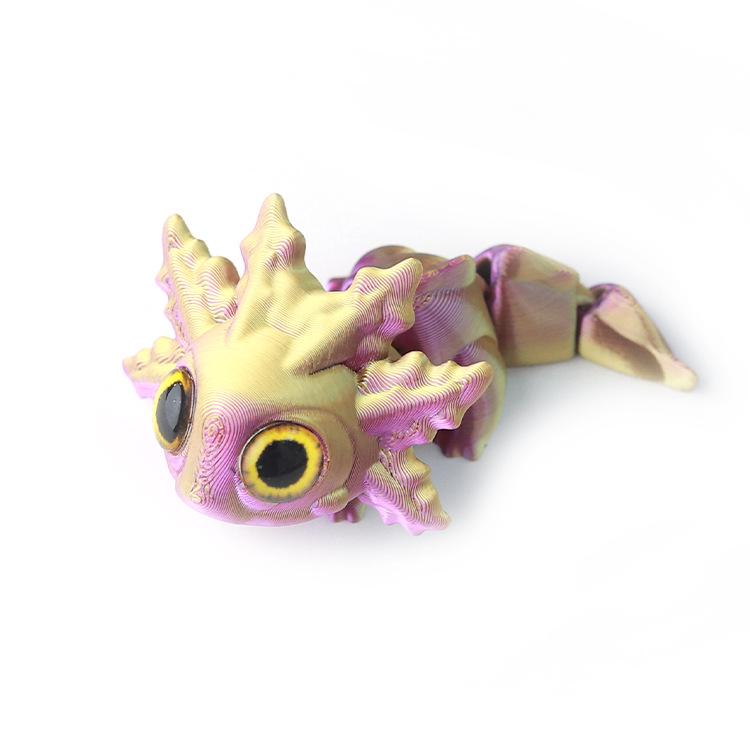 3D Printed Multicolor Articulated Salamander Toy Figurine