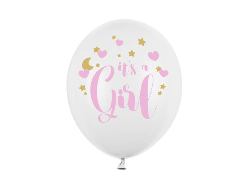 Balony Lateksowe It's A Girl, Pastel Pure White, 30Cm, 6 Szt.