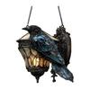 Raven On Lantern Acrylic Suncatcher Faux Stained Glass Window Wall Hanging Ornament Gothic Crow On Lamp Halloween Decor for Dark Academia Home Decor
