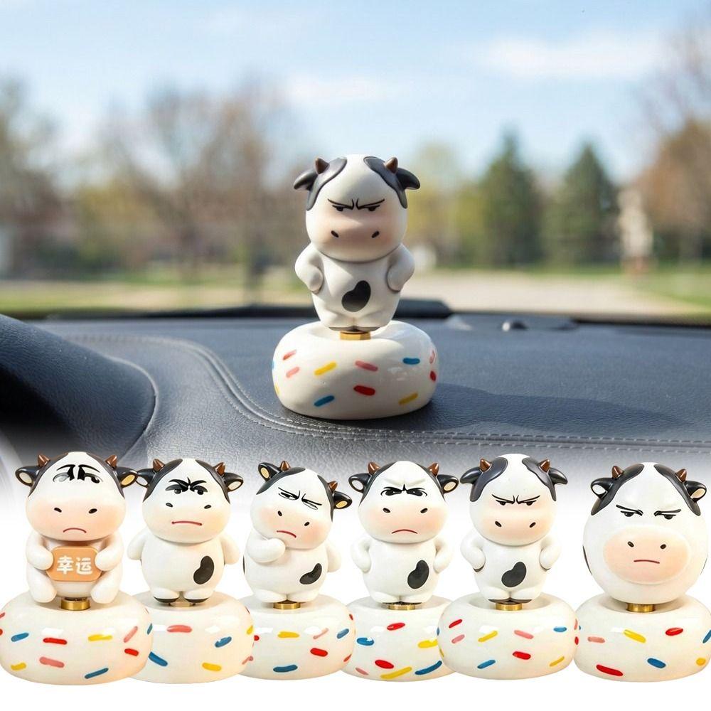 Aggrieved Grass Cow Figure Ugly-cute Car Ornament Gift Cow Doll Car