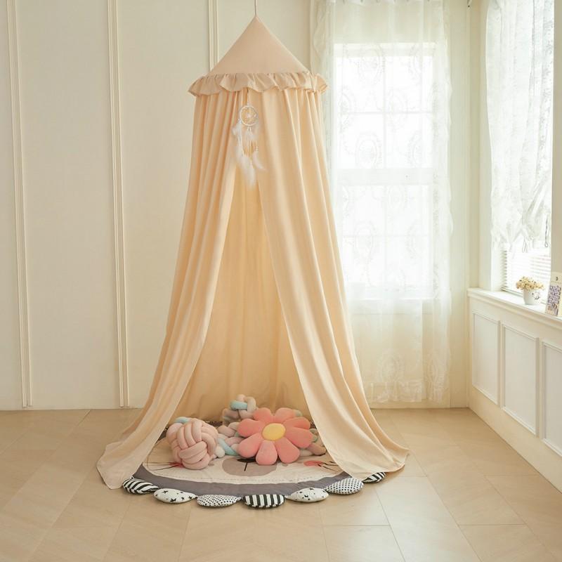 Kids Bed Canopy Tent With Mosquito Net Windproof Light-Blocking Dome Style No-Drill Installation Nursery