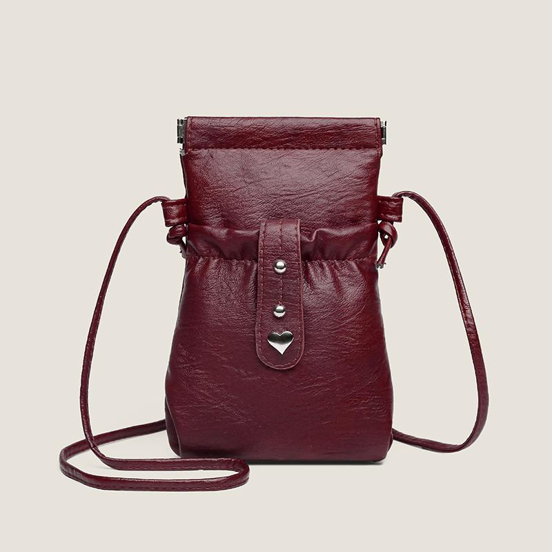 PU Handy-Tasche Damen Kleine Tasche Einfarbige Umhängetasche