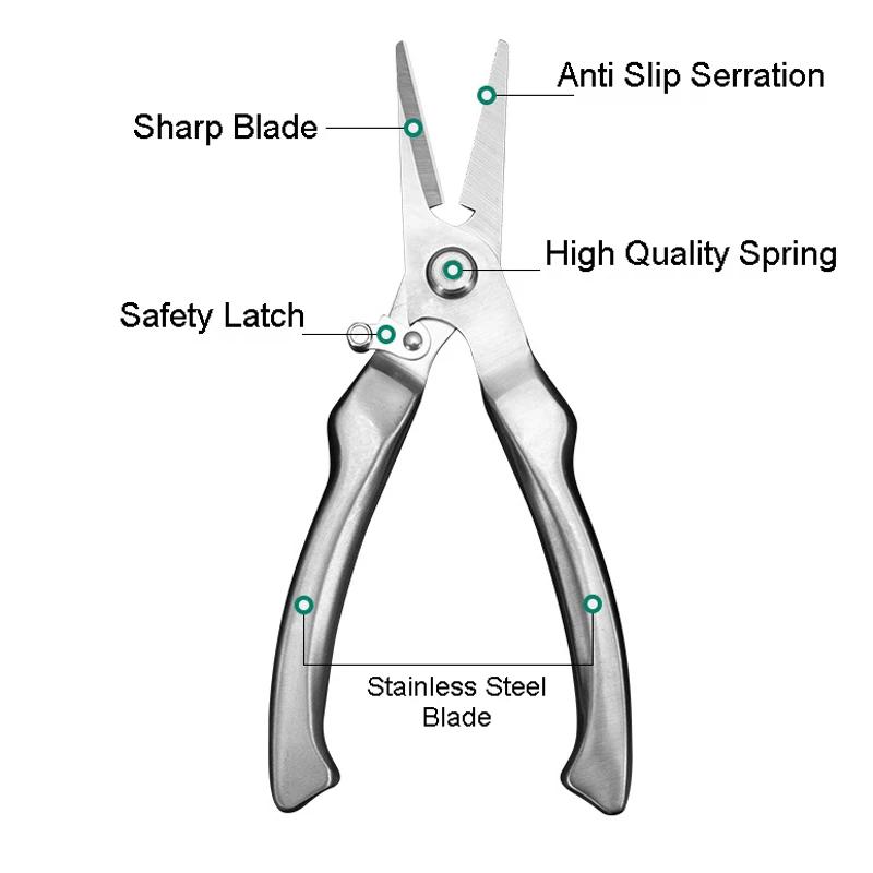 All Steel Pruning Shears Fruit Trees Bonsai Flowers Garden Tools Large Size Sliver Straight Head Crane Gargen Scissors