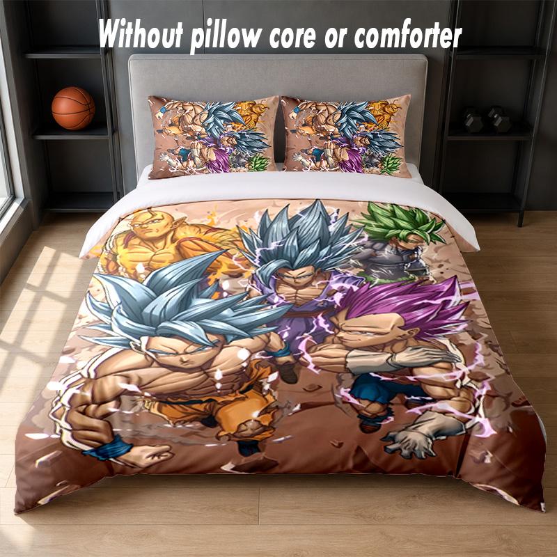 Dragon Ball Design Bed Bedding Set 1 Duvet Cover + 2 Pillowcases Soft Breathable Household Bed Linens