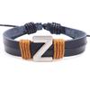 Handmade Woven Leather Bracelet with English Letter Charms
