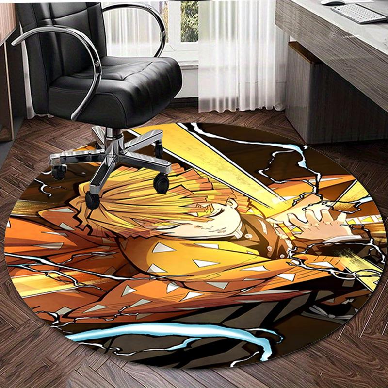 1pc Agatsuma Zenitsu  Print Round Carpet Chair Round Carpet Suitable for Bedroom Living Room Home Decorative Carpet