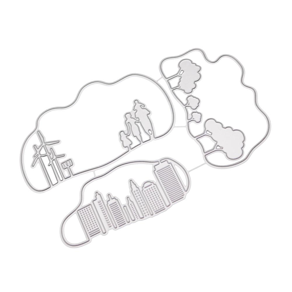 Cloud Framework City Metal Silvery Stencil Embossing Cutting Dies For Diy Scrapbooking Paper Album Cards Making