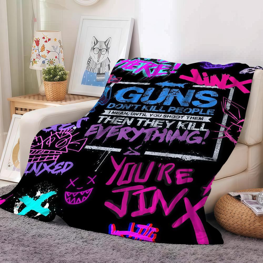 

Game L-league Of L-legends Jinx Blanket Warm And Soft Suitable For Bedroom Living Room Sofa Bed Office Travel Camping 30x40in