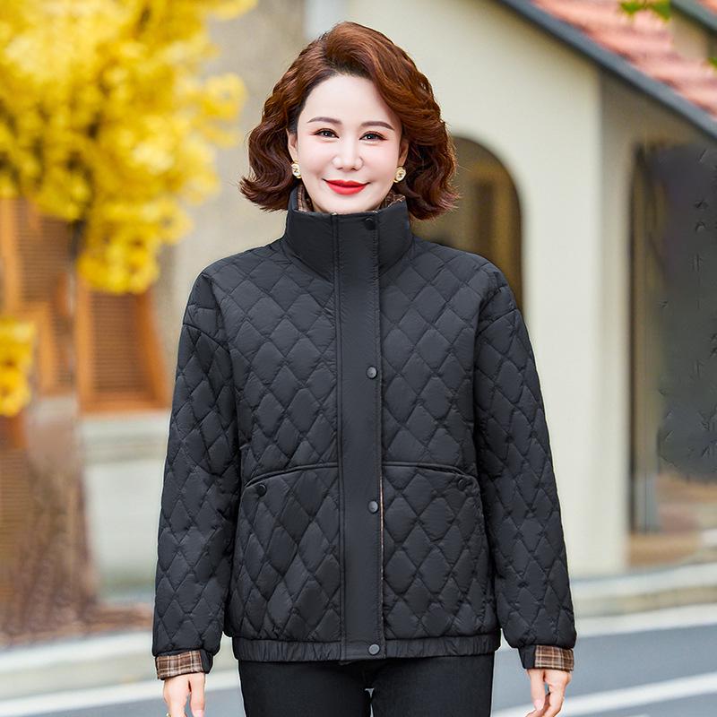 New Winter Lapel Cotton Coat for Middle-Aged Women: Casual Short Jacket for Mothers and the Elderly