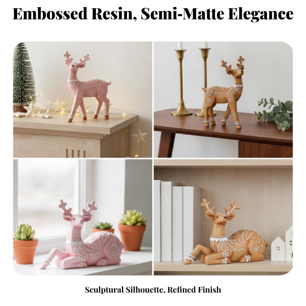 Christmas Reindeer Statue Tabletop Figurine Compact for Office