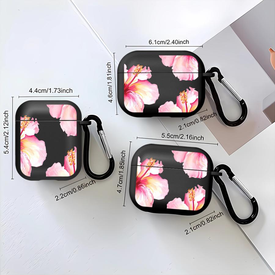 Case For Airpods Pro 2 Pro3 1 3 4 Pro2 Earphone Cases Cover Pink Hibiscus Flower