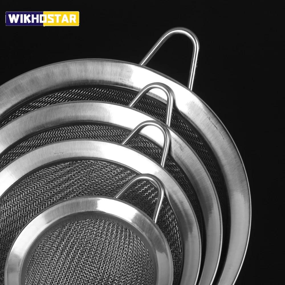 Sitko ze stali nierdzewnej z drobną siatką do oleju, cedzak do mąki, przesiewacz do herbaty, sitko kuchenne, narzędzie filtrujące, metalowy zestaw sitek, długi uchwyt