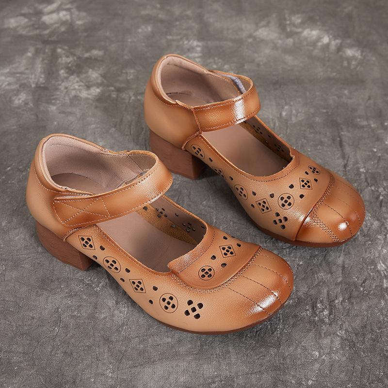 

Женские туфли Cave Shoes сандалии из дышащей кожи на толстом нескользящем каблуке с мягкой подошвой из коровьей кожи 41