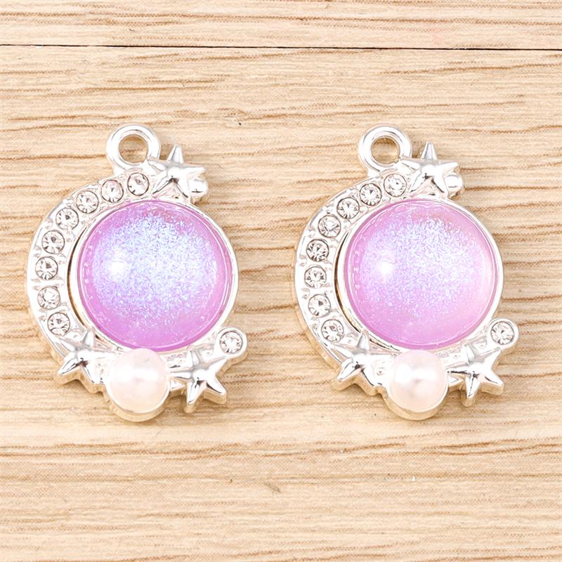 5pcs 14x20mm Elegant Colorful Crystal Moon Charms Pendants for Jewelry Making Drop Earrings Necklaces Bracelets DIY Crafts Gifts