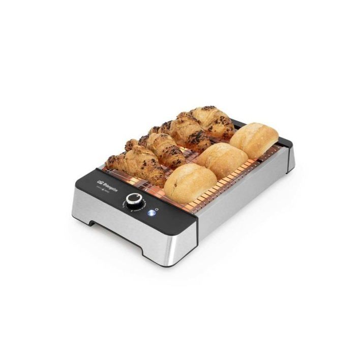 Grille-pain horizontal Orbegozo TO 2030 en acier inoxydable de 600 W avec 6 positions de grillage, permet de griller tout type de