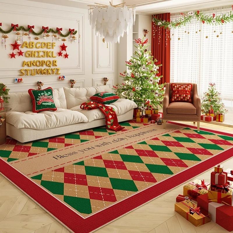 Weihnachtsbaum Großer Teppich für Zuhause Wohnzimmer Schlafzimmer Sofa Fußmatte Dekor Kinder Spielbereich Teppich Rutschfeste Bodenmatte