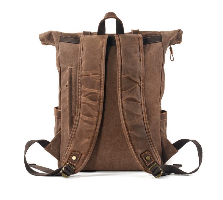 Waterproof Waxed Canvas Travel Backpack with Color-block Design for Men and Women, Fits Laptops