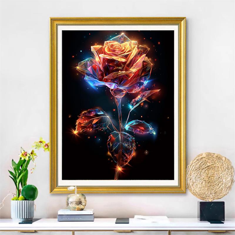 5d DIY Diamond Painting Cross Stitch Colorful Crystal Rose Flower Diamond Embroidery Mosaic Full Round Drill Home Decor Arts