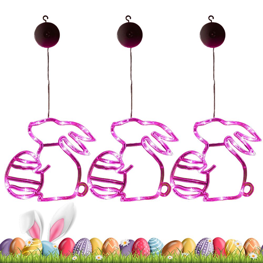 1-4PCS Easter Window Light Bunny Eggs Hanging Light Festival Indoor Atmosphere String Lights For Easter Window Decoration 2025