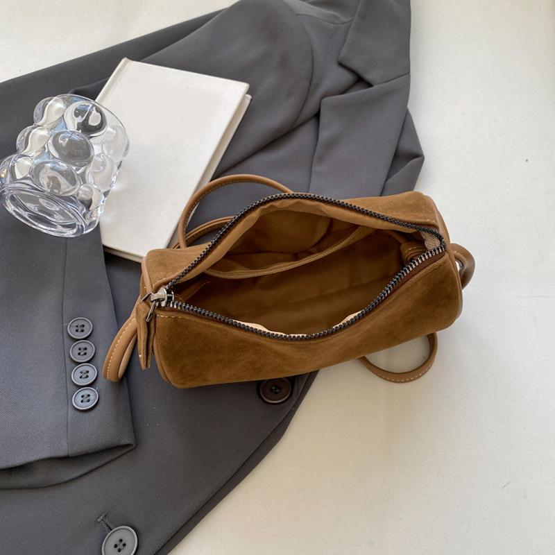 Fashion Suede Cylindrical Bag For Women Autumn New Versitile Commute Matte Texture Crossbody Bags Simple Elegant Shoulder Bag KTY