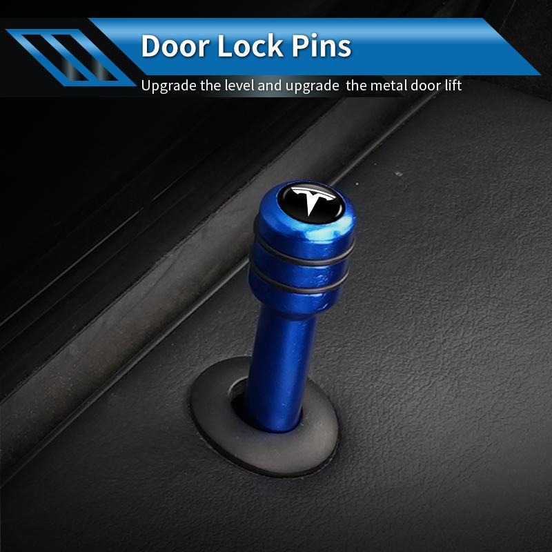 Car Tire Door Pin Lock Alloy Door Lock Knod Cover For Tesla Model 3 Model S Model X Model Y Mini 2026 Roadster Y Juniper 2025