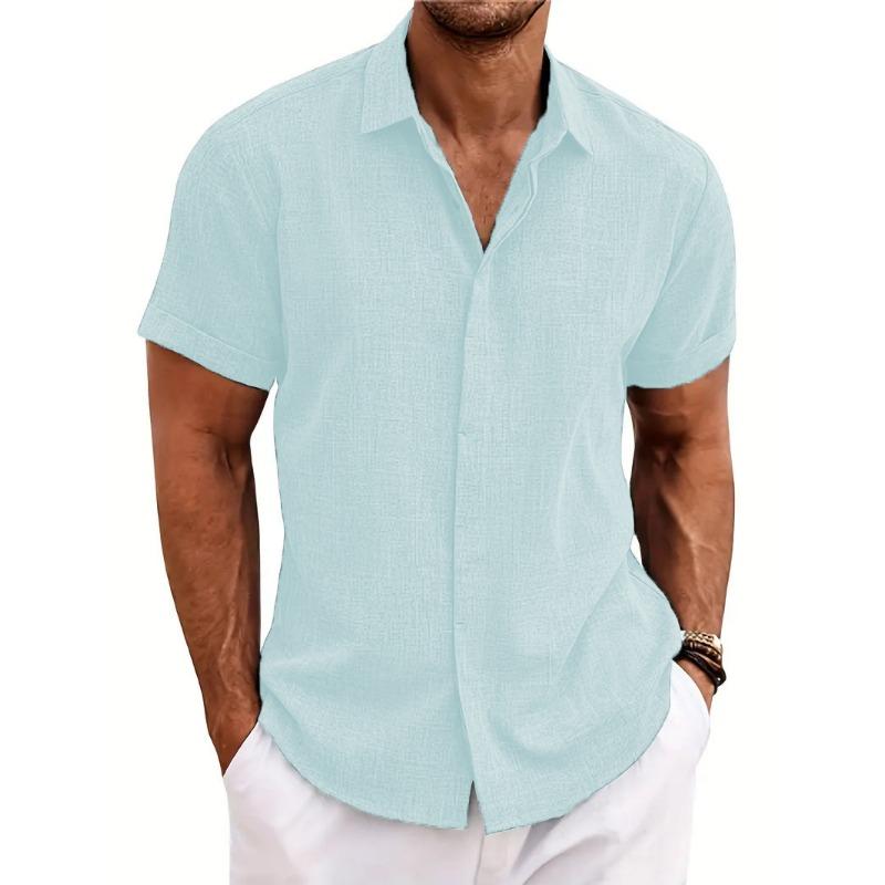 Men Plus Size Loose Short Sleeve Casual Beach Shirt