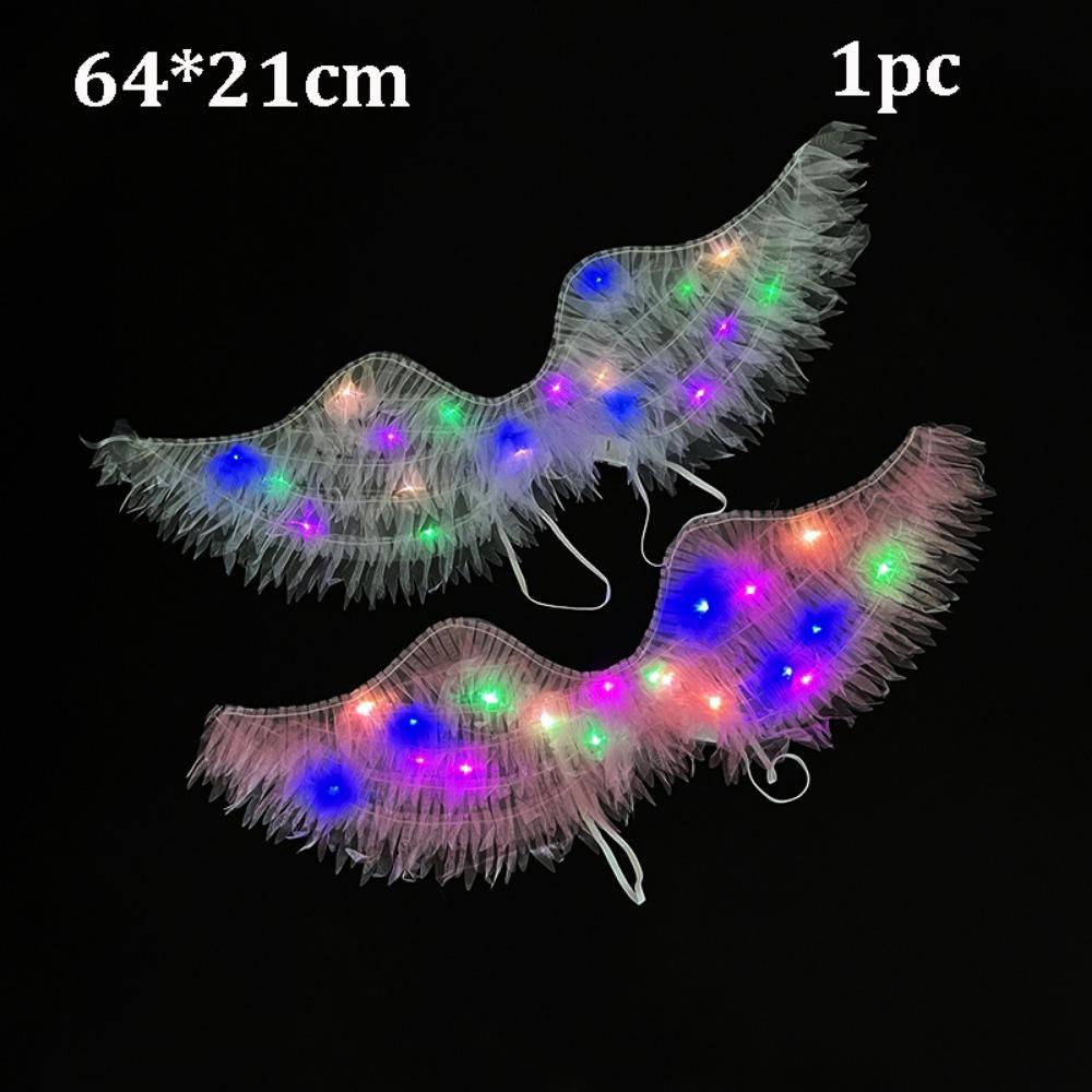 

High Quality Rainbow Style Angel Fairy Luminous Back Decoration 2 Sizes Plastic Fabric Decoration Wings LED Light