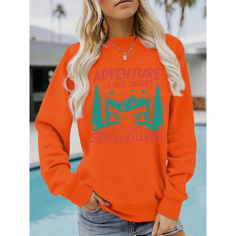 Adventure Print Women's Hoodie - New Autumn Style, Versatile, Round Neck