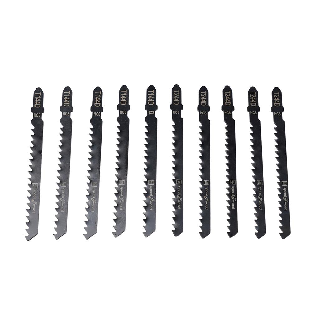 10Pcs High Carbon Steel Jigsaw Blades Set T144D+T244D for Fast Wood Board Plastic Cutting with Precision and Durability
