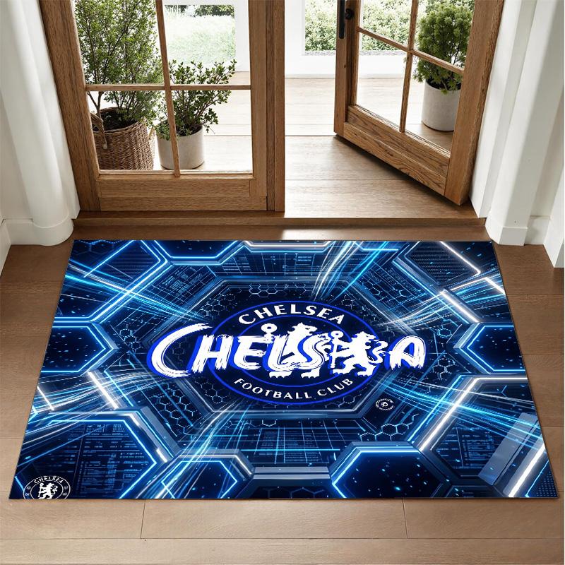 Chelsea FC Design Crystal Velvet Rug Soft Decorative Mat for Bedroom Entrance