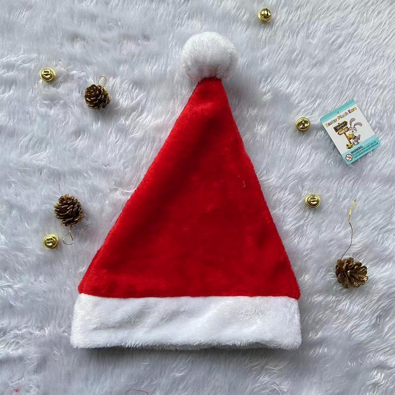 Seven-Color Plush Santa Hat Christmas Decor: Red, Blue, Purple, Coffee, Yellow, Pink, Green